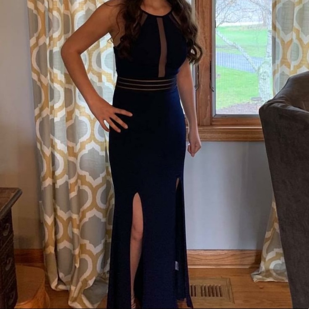 Full Length Navy Dress, Size 3